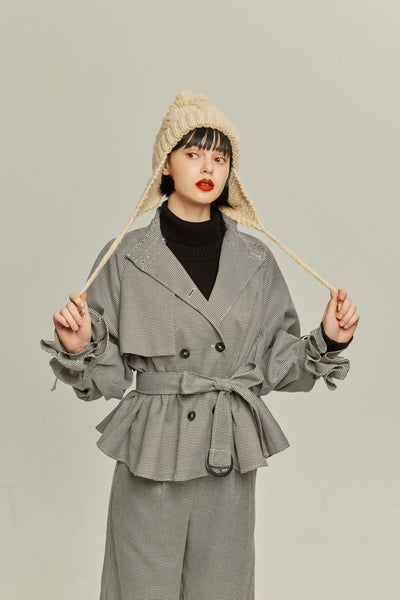 《チャンネルはそのままで》ハイウエストストレートパンツ-Houndstooth check