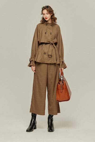 《チャンネルはそのままで》ハイウエストストレートパンツ-Brown