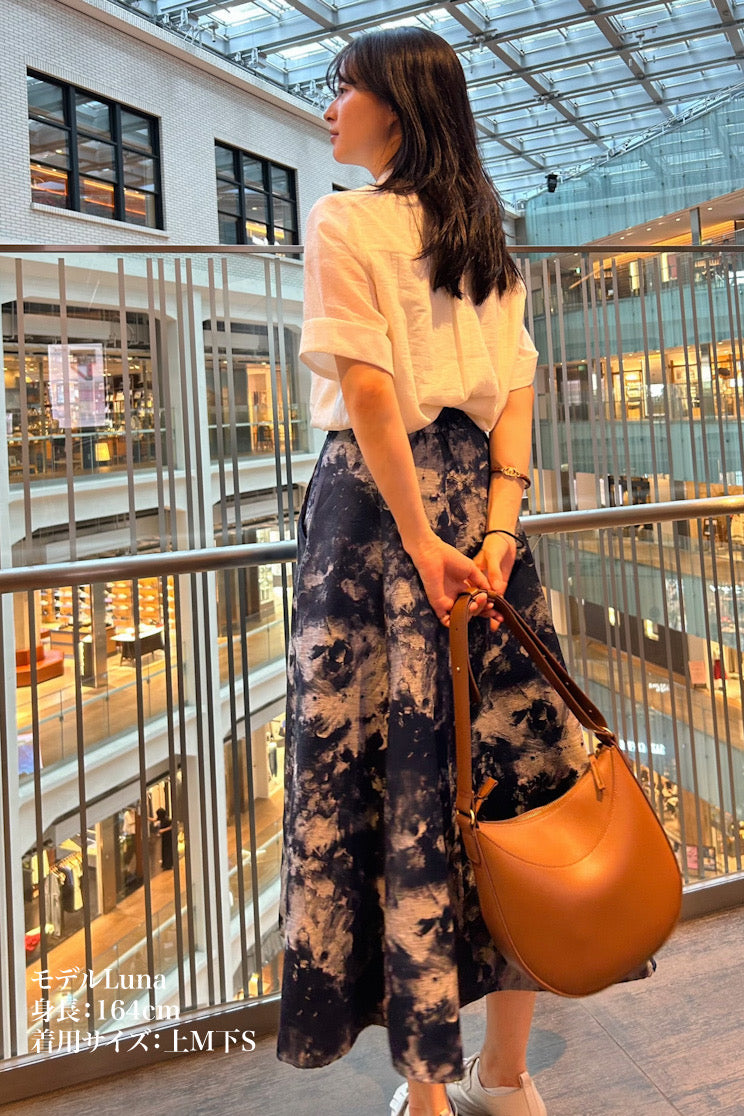 《まずは目隠しをしよう》シノワズリジャガードハイウエストスカート-Navy