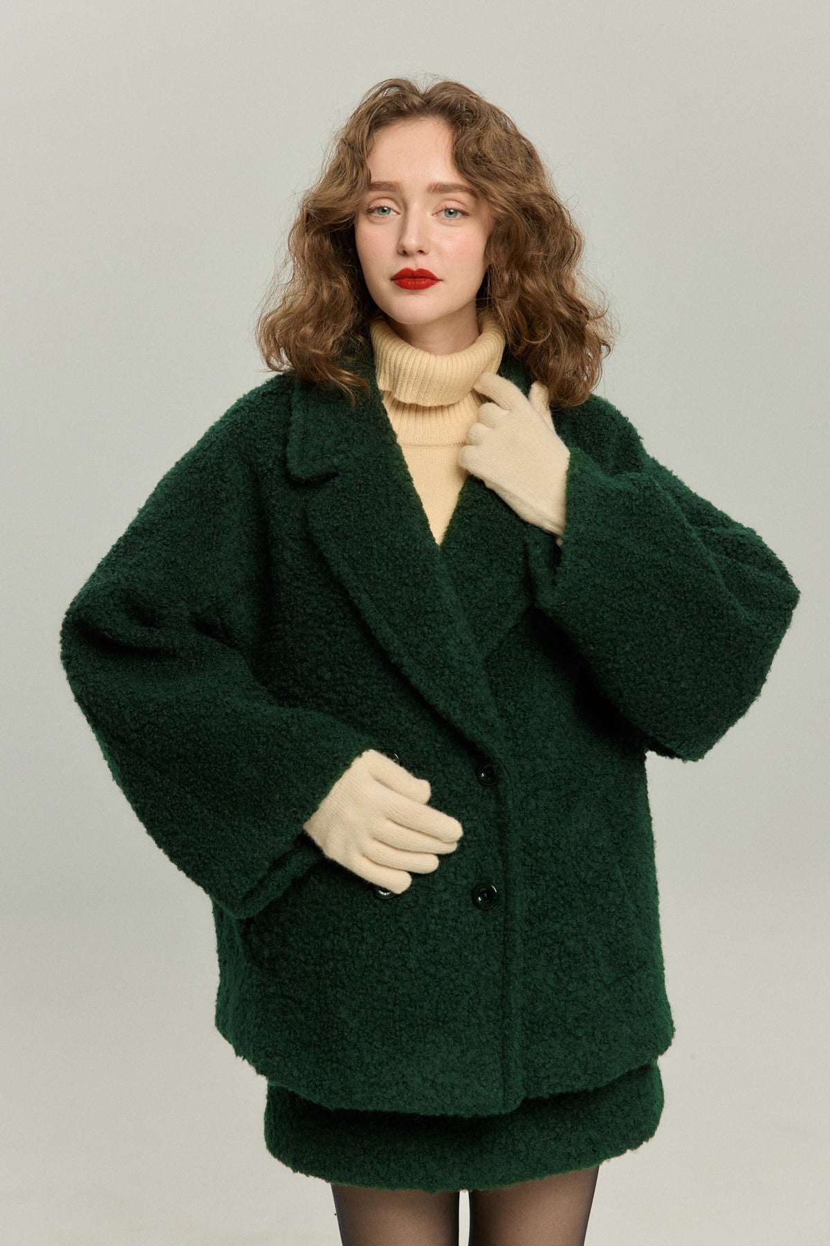《デザートお願いします》ダブルブレストジャケット-Green