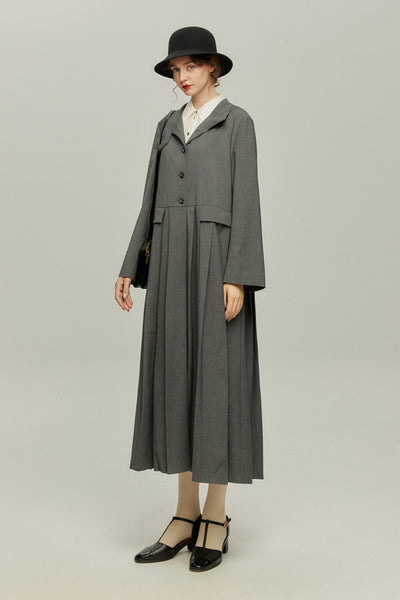 《公園のベンチに一緒に座ろう》ベルト付き2wayジャケットワンピース-Gray