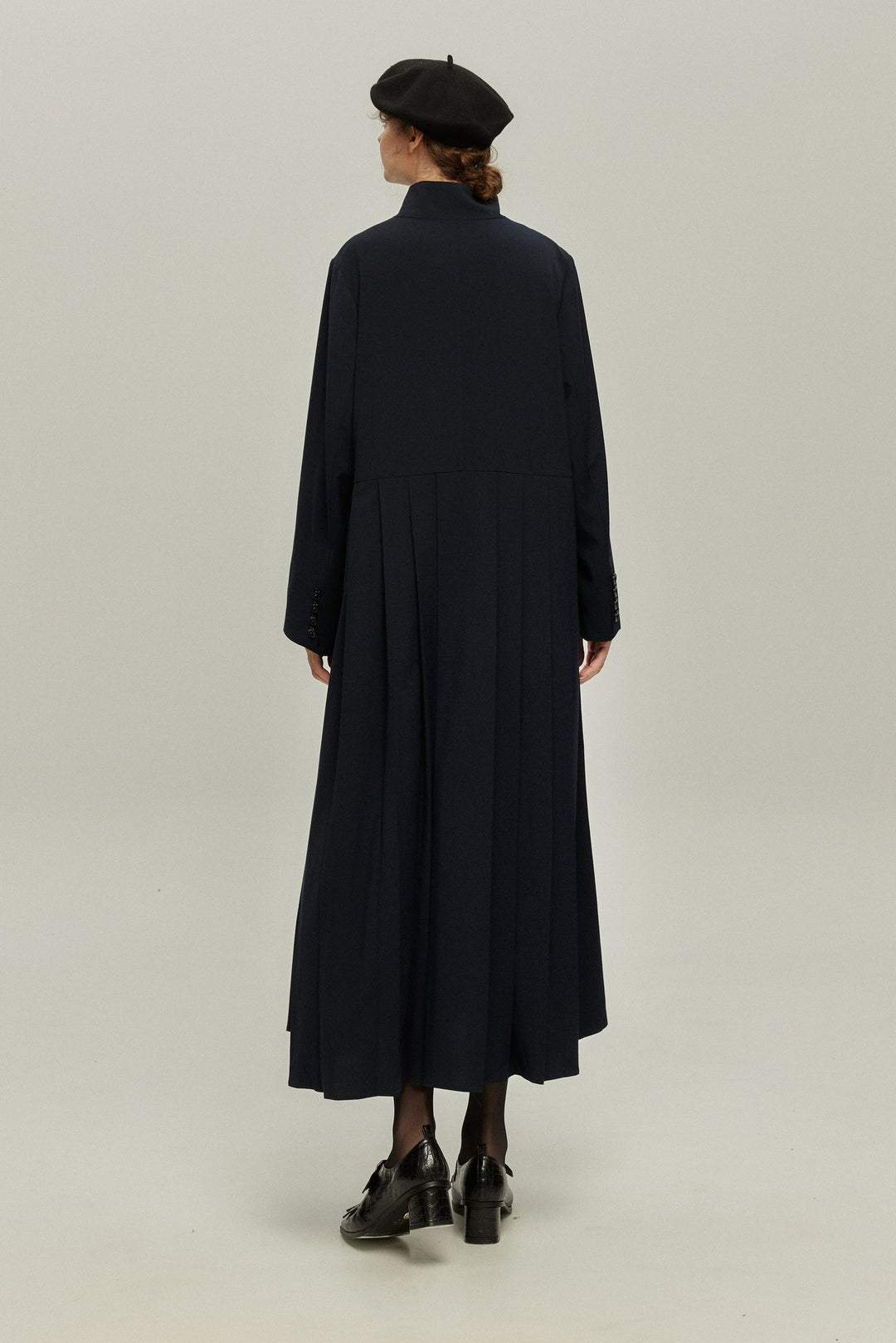 《公園のベンチに一緒に座ろう》ベルト付き2wayジャケットワンピース-Navy