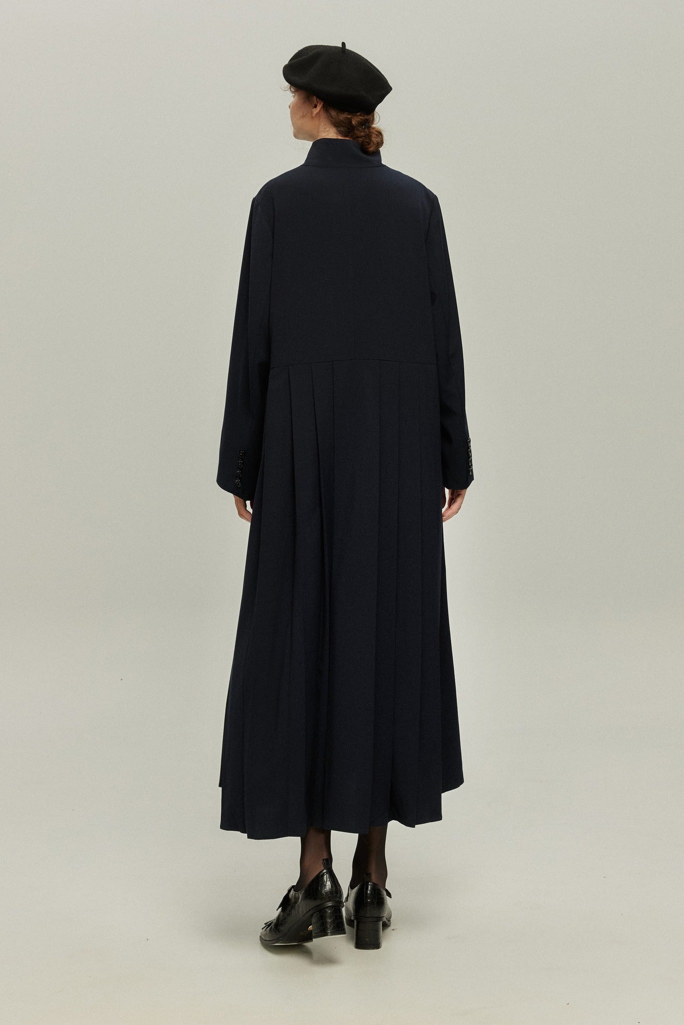 《公園のベンチに一緒に座ろう》ベルト付き2wayジャケットワンピース-Navy