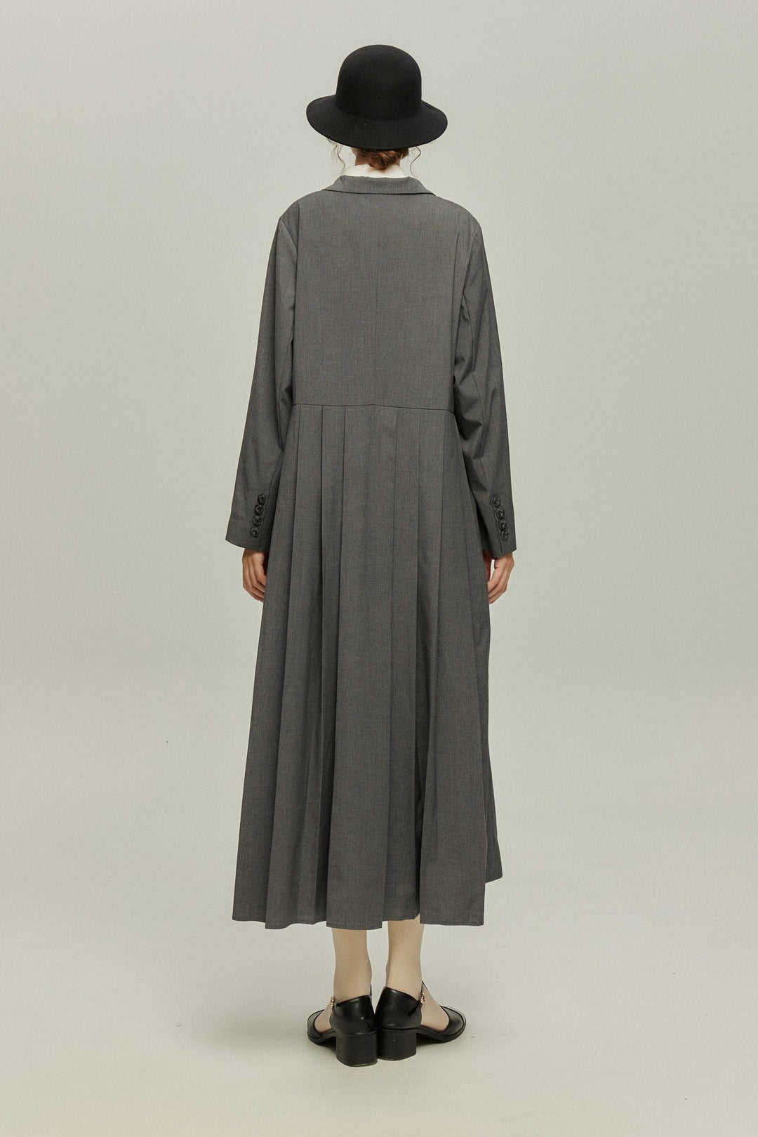 《公園のベンチに一緒に座ろう》ベルト付き2wayジャケットワンピース-Gray