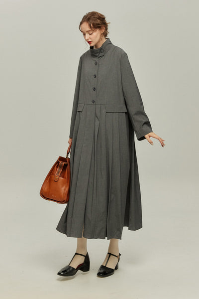 《公園のベンチに一緒に座ろう》ベルト付き2wayジャケットワンピース-Gray