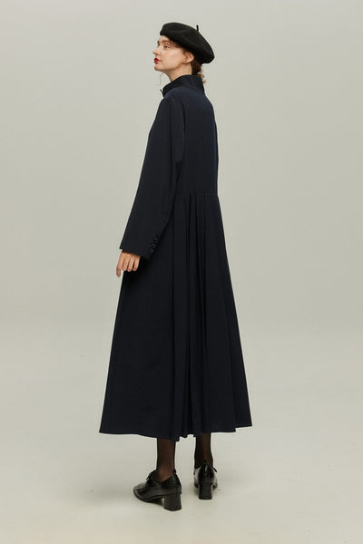 《公園のベンチに一緒に座ろう》ベルト付き2wayジャケットワンピース-Navy
