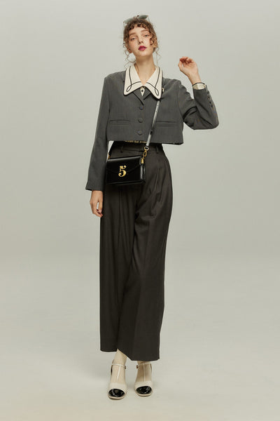 《枕の下に隠したラッキーチャーム》クロップドジャケット-Gray