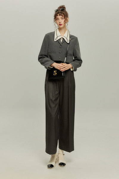 《枕の下に隠したラッキーチャーム》クロップドジャケット-Gray