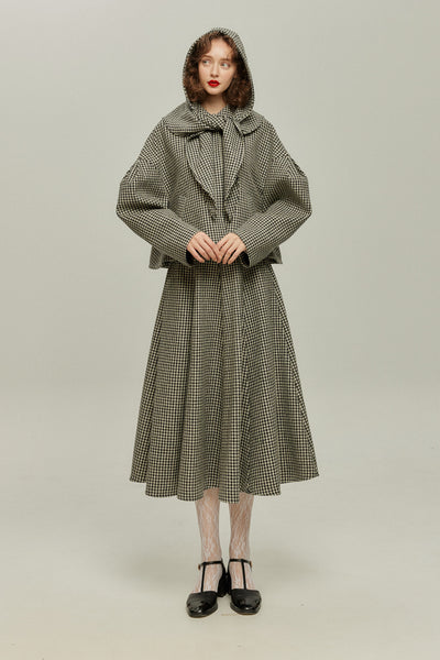 《イギリスダービーを放送中》ハイウエストチェックスカート-Black