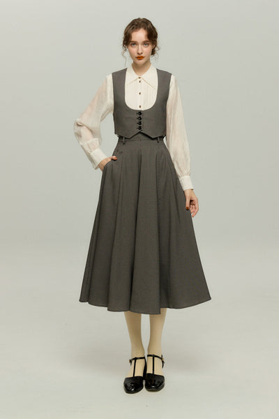 《実はフォアグラ未体験》ハイウエストフレアスカート-Check