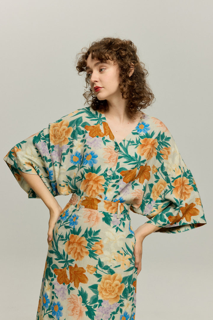 《一緒に花火大会に行かない？》ストレートシルエットハイウエストスカート-Dark color