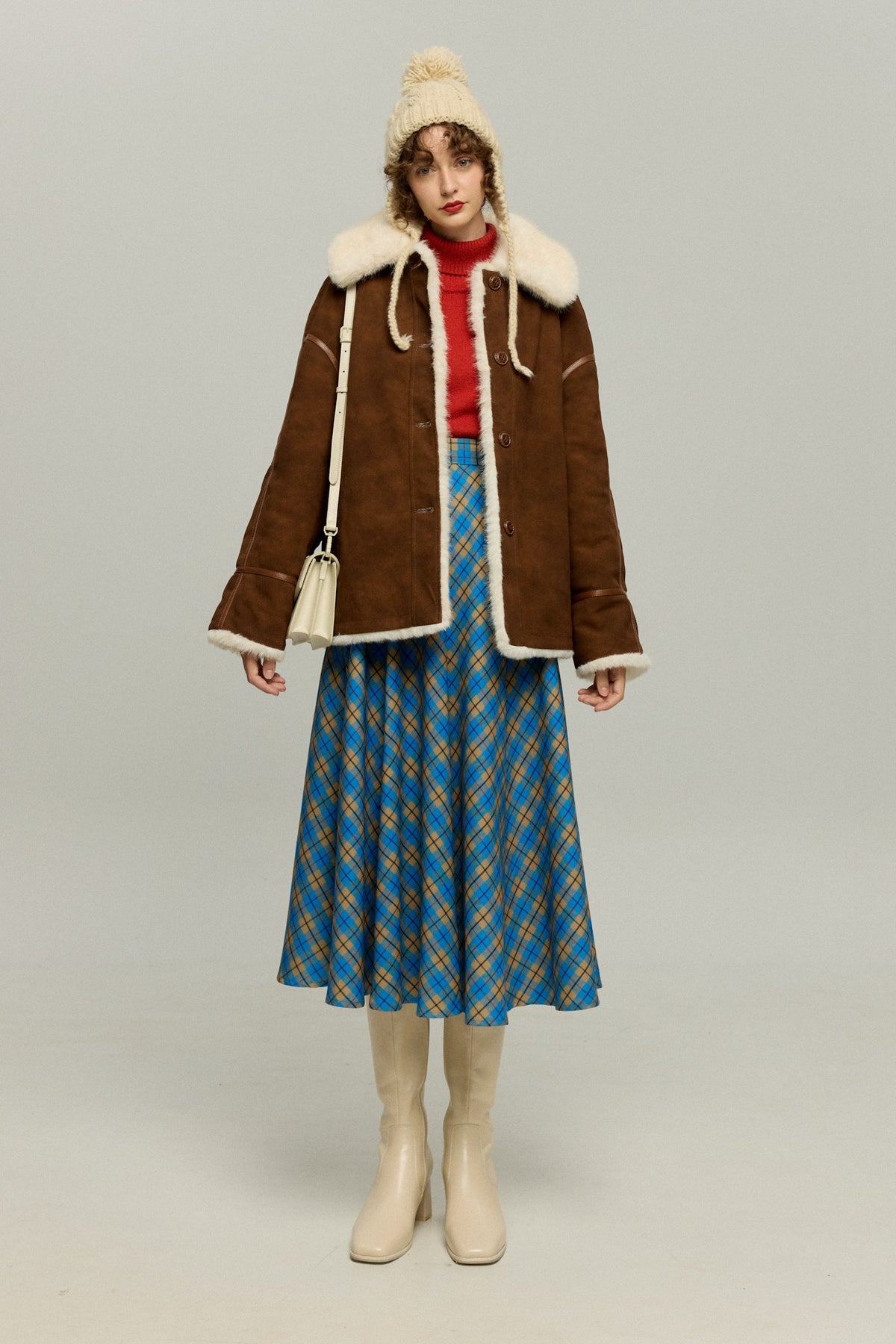 《You’ve Got Flour on Your Face》Reversible Shearling-Style Jacket – Brown