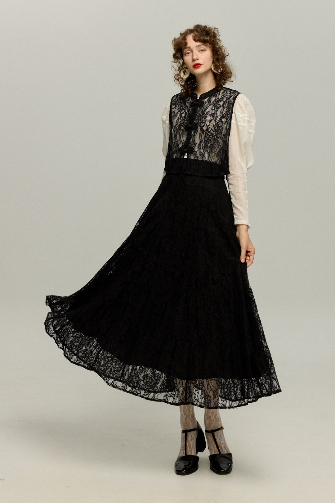 《実はこれ、宝の地図だった》マトンスリーブトップス-Black