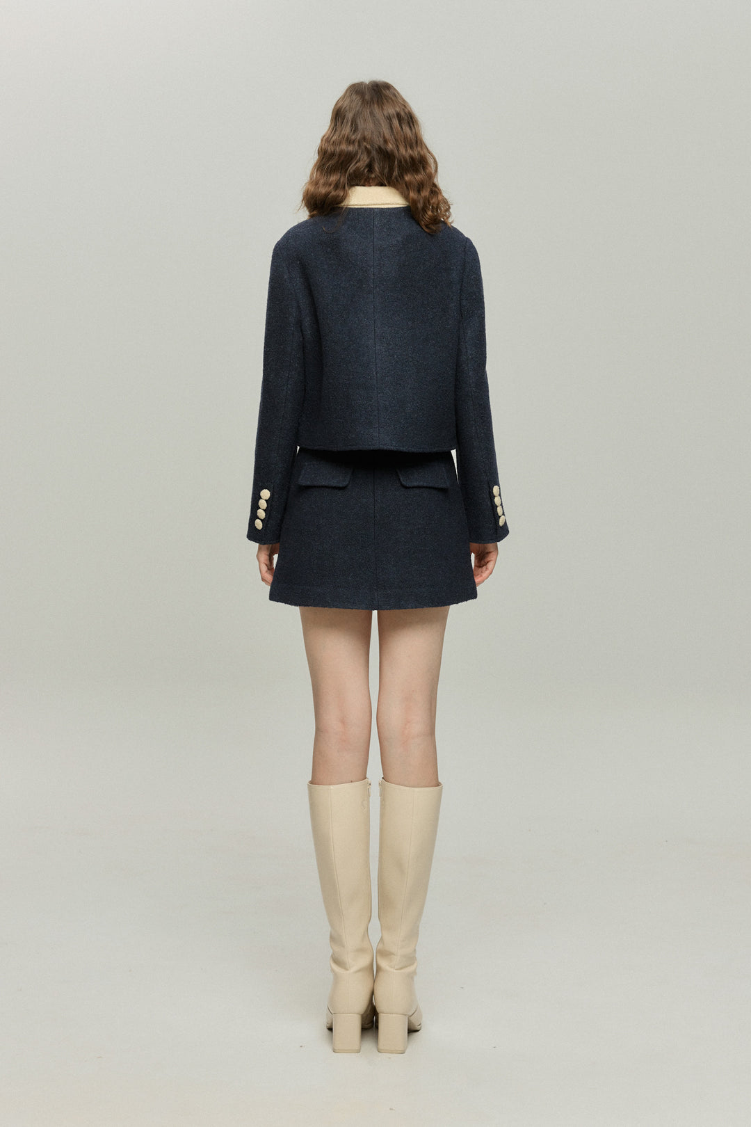 《ネイルサロンを予約しました》ハイウエストAラインスカート-Navy
