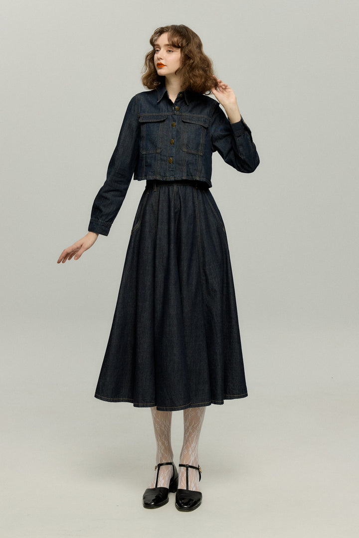 《もうひとつのダイアリー》デニムスカート-Navy