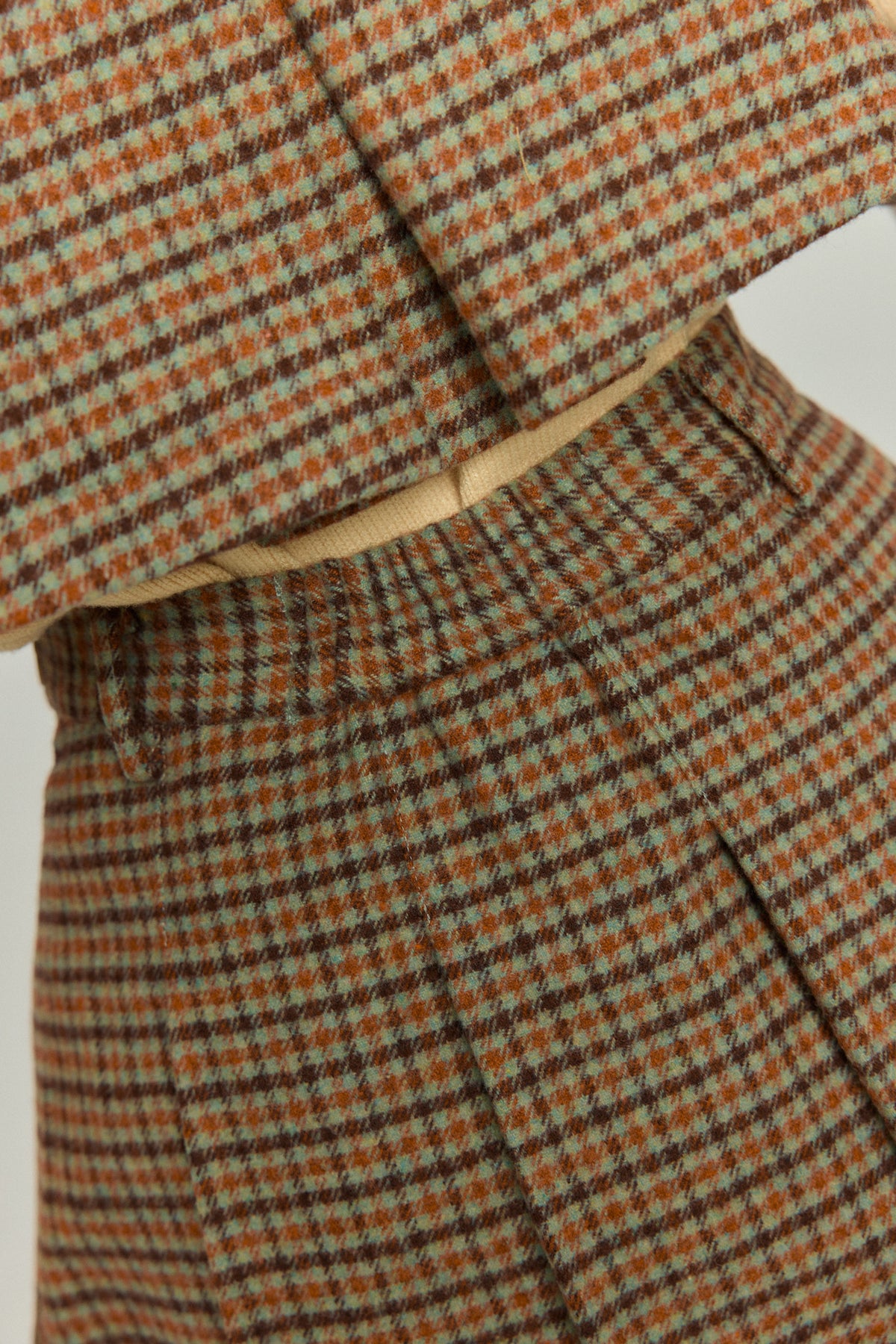 《夜のガーデナーさん》ハイウエストチェックプリーツスカート-Green