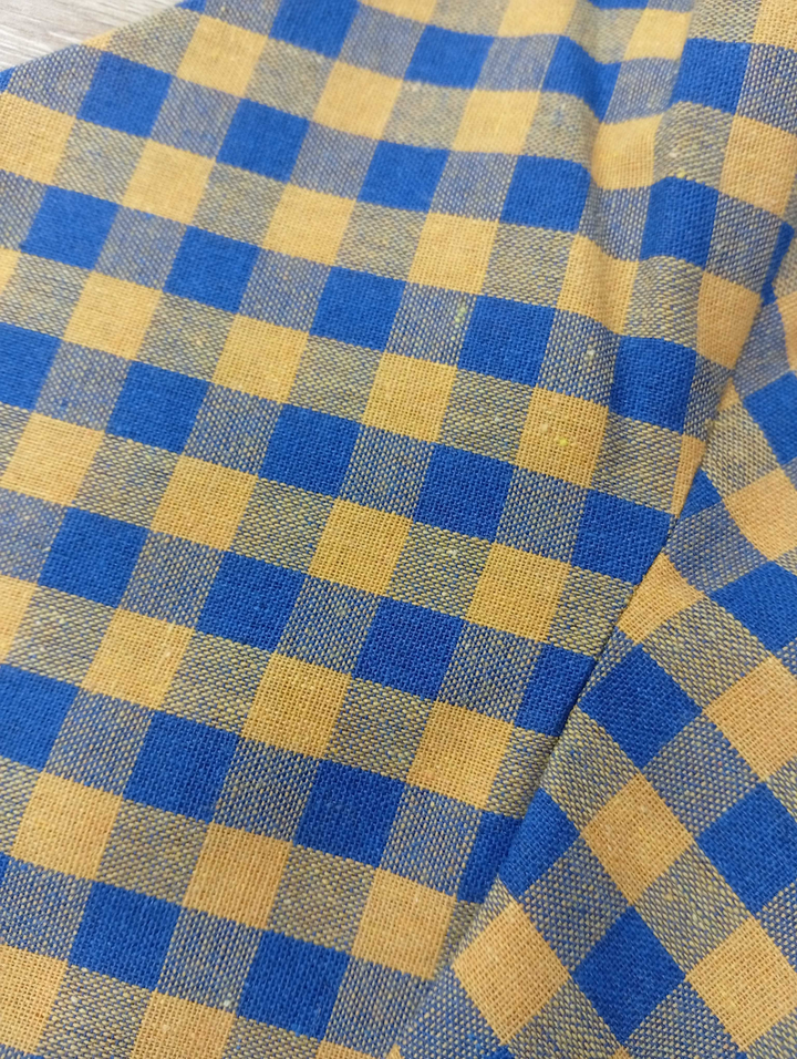 《パン屋から噂話が流れてきた》クロップドチェックジャケット-Yellow