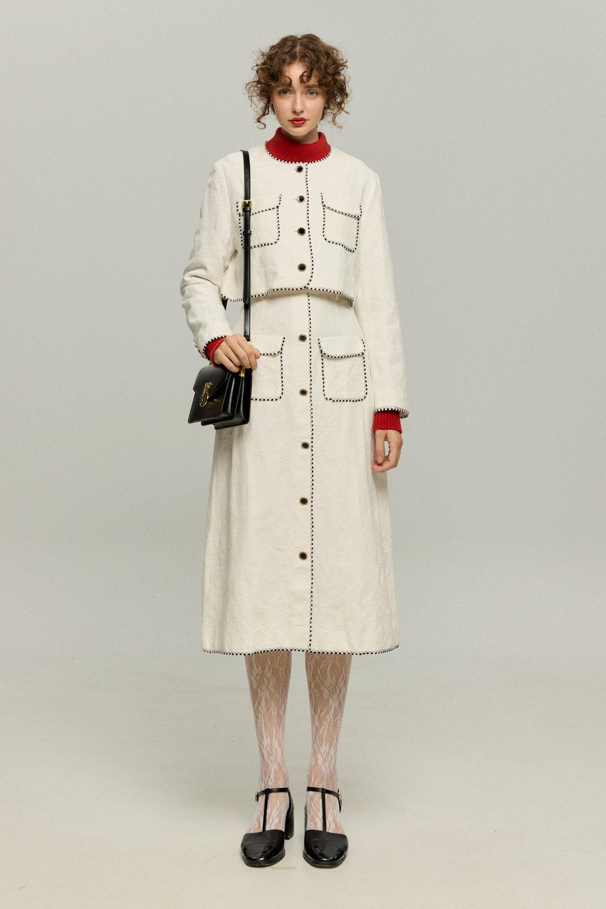 《Just Like a Scene from a Movie》Chain Braid-Trimmed Jacket – Black