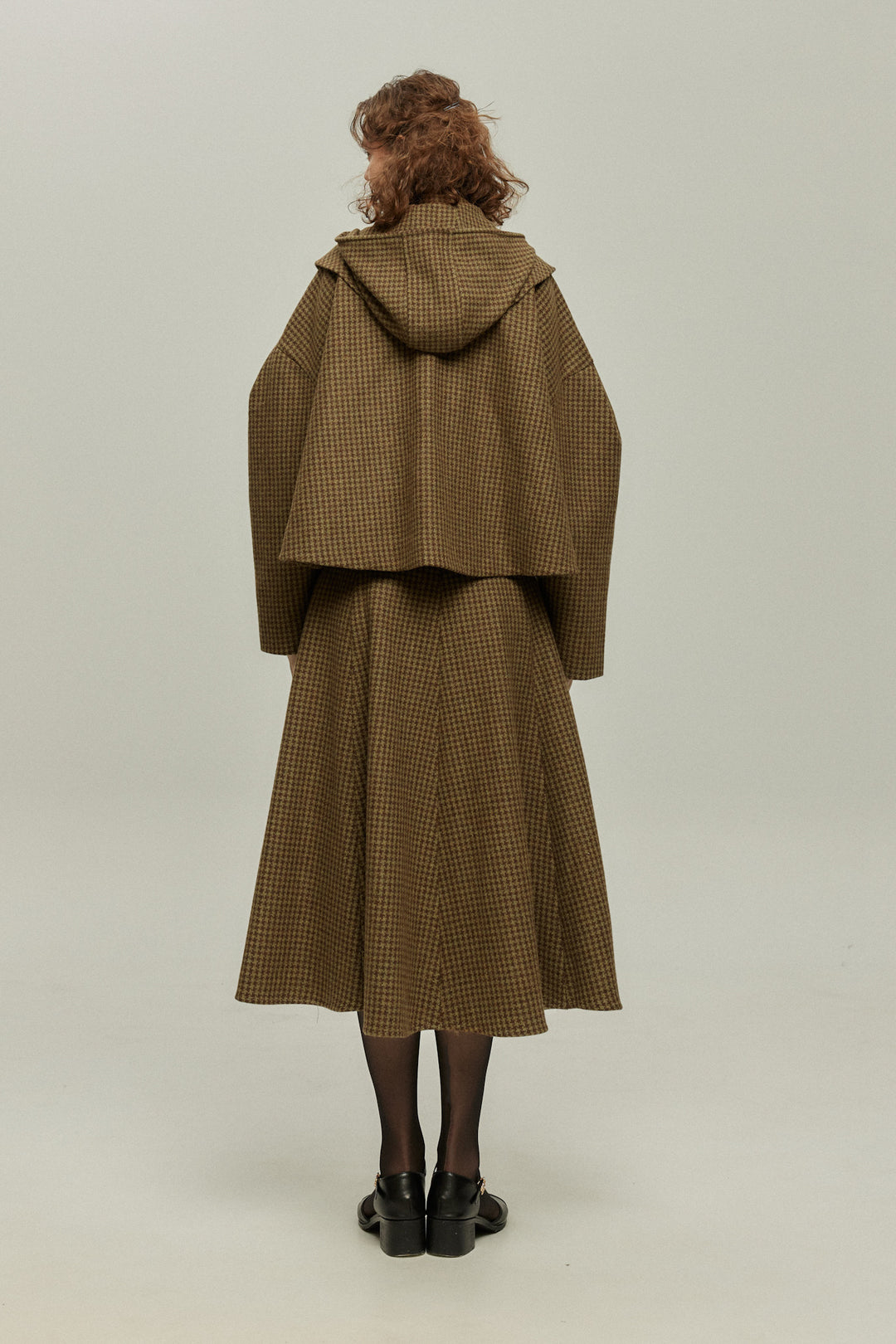[Broadcasting the English Derby] Mutton sleeve check jacket - Brown