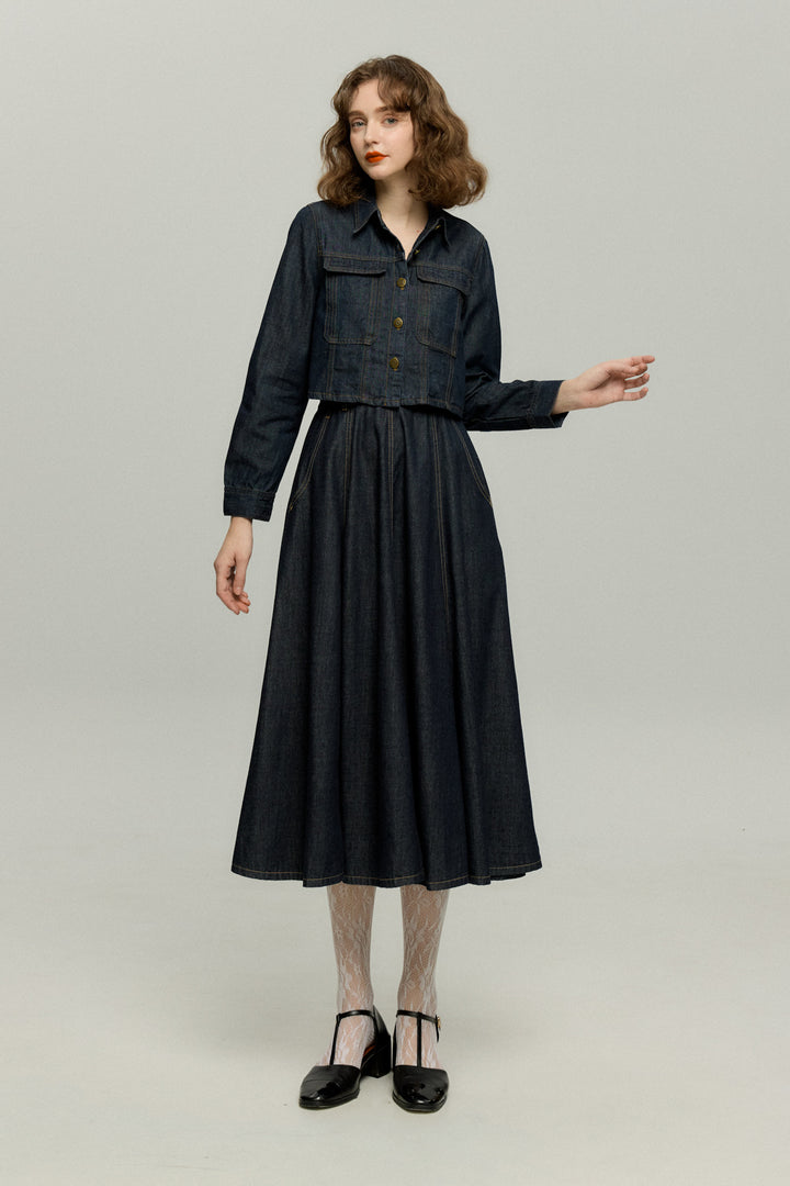 《もうひとつのダイアリー》デニムスカート-Navy