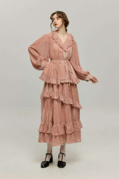 《お城を奪い返しちゃおう》ベルベットサーキュラースカート-Pink