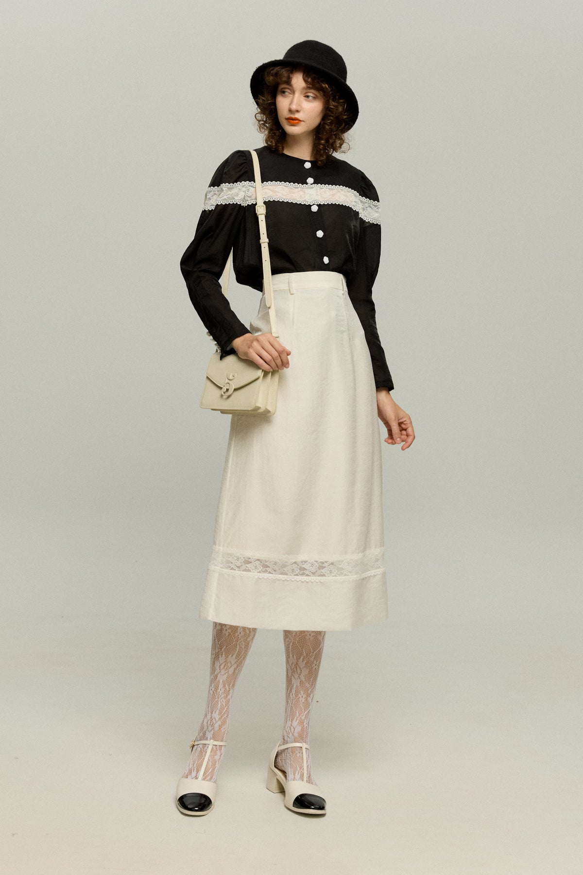 《実はこれ、宝の地図だった》ストレートシルエットハイウエストスカート-Black