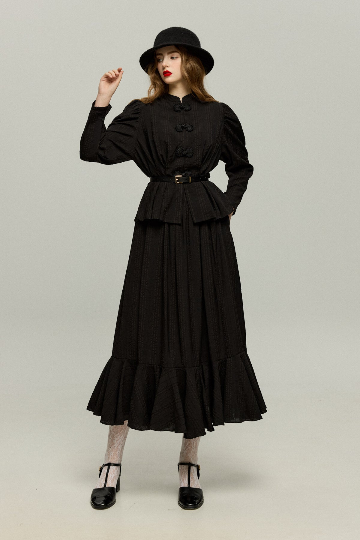 《美貌を内より養う》マーメイドシルエットハイウエストスカート- Black