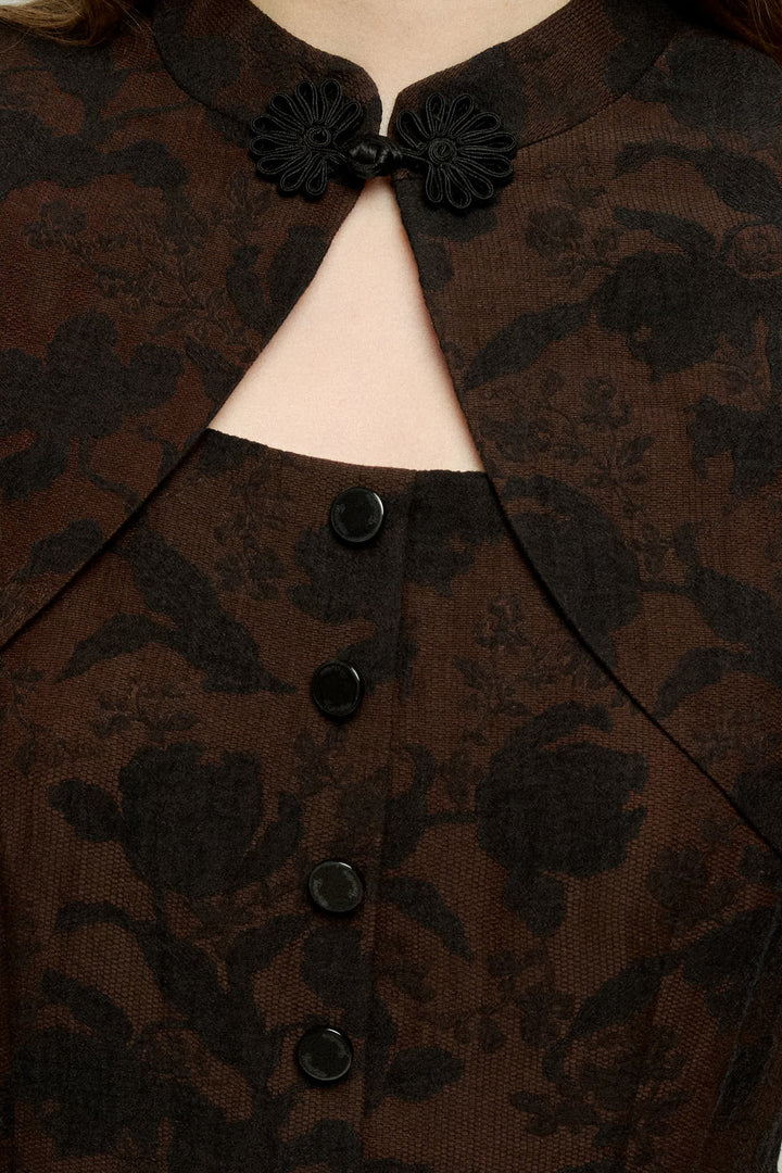 《箸の持ち方》チャイナバックルジャケット-Brown