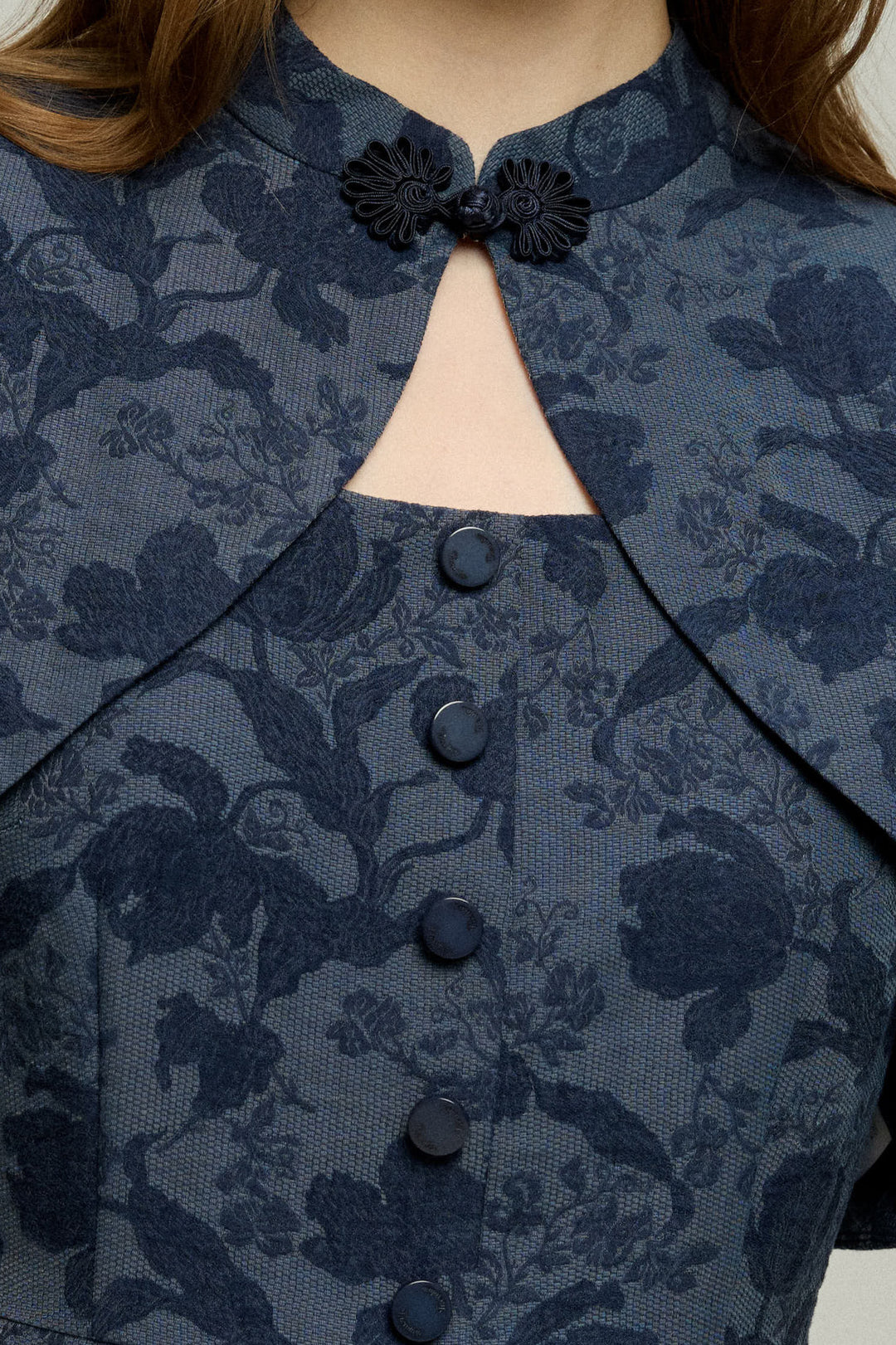 《箸の持ち方》チャイナバックルジャケット-Navy