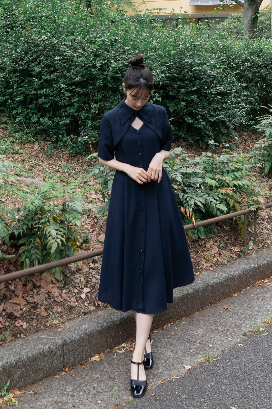 《魔法を一振りして》クラシカルシャツドレス-Navy