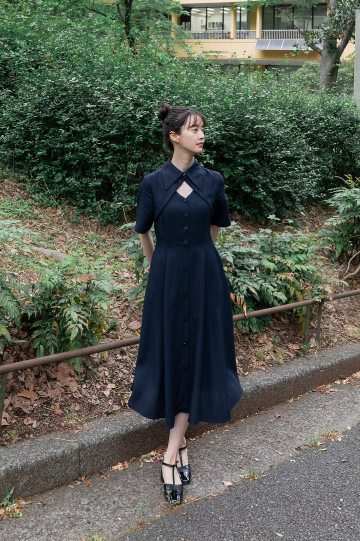 《魔法を一振りして》クラシカルシャツドレス-Navy