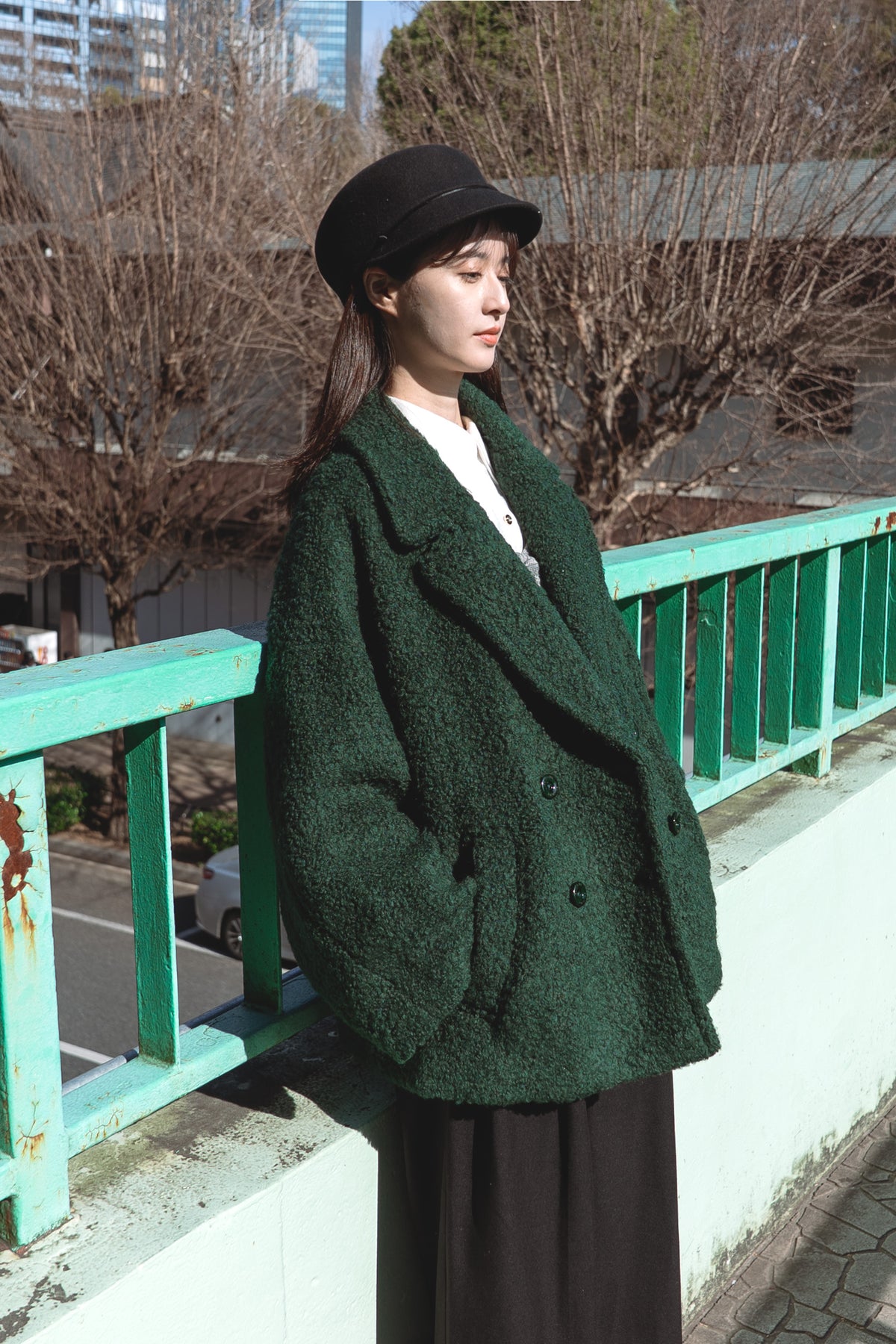 [Dessert please] Double-breasted jacket-Green 着用例 164cm
      アウターM着用