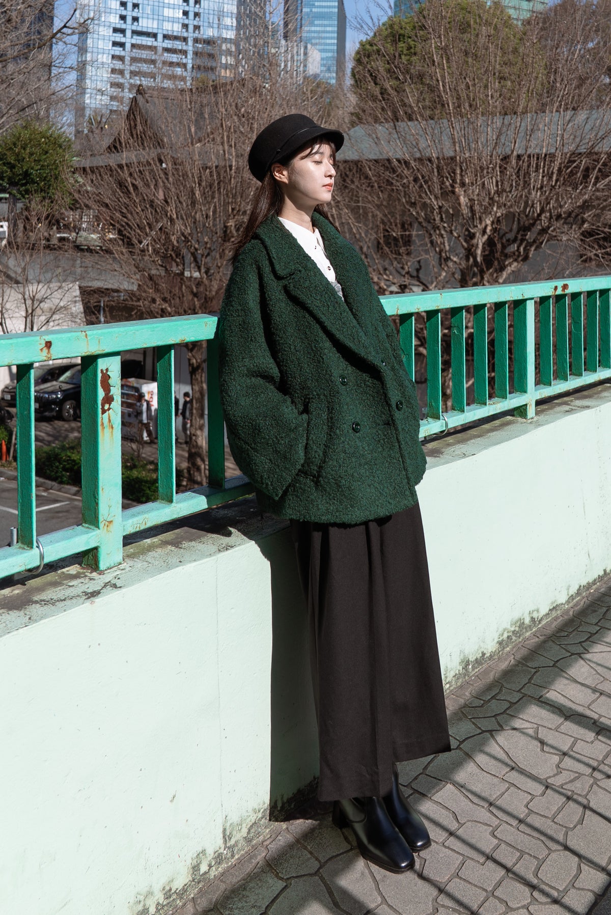 [Dessert please] Double-breasted jacket-Green 着用例 164cm
      アウターM着用