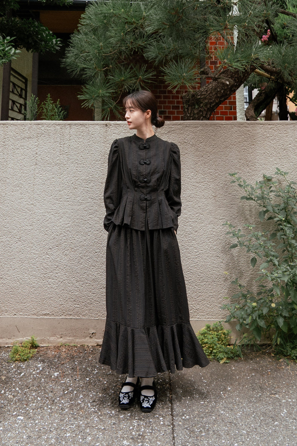 《美貌を内より養う》マーメイドシルエットハイウエストスカート- Black