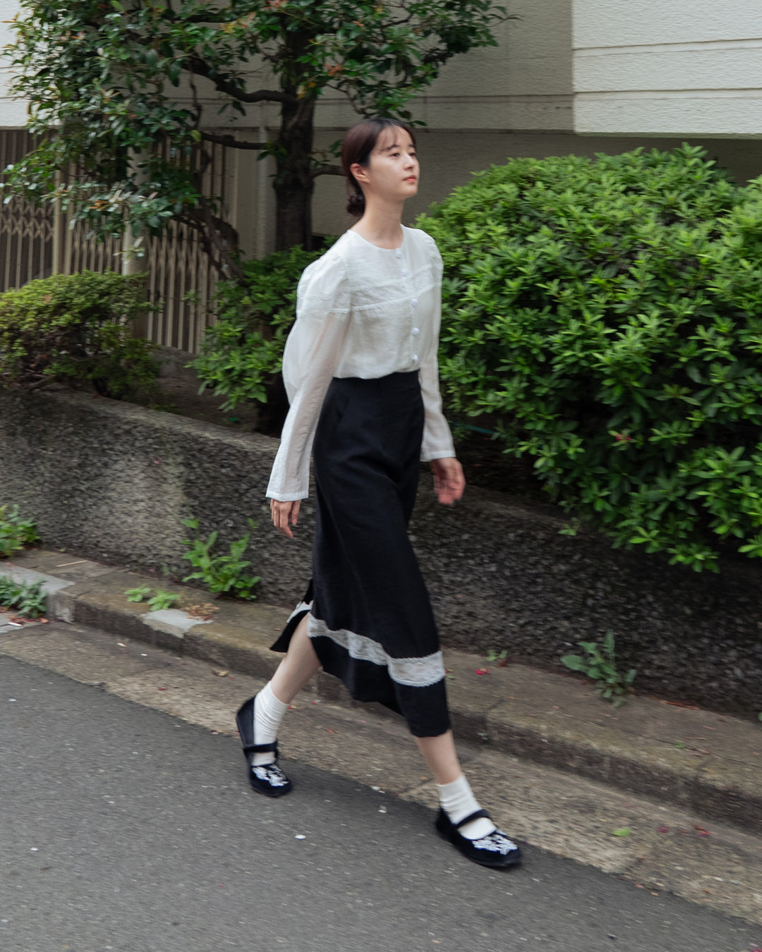《実はこれ、宝の地図だった》ストレートシルエットハイウエストスカート-Black