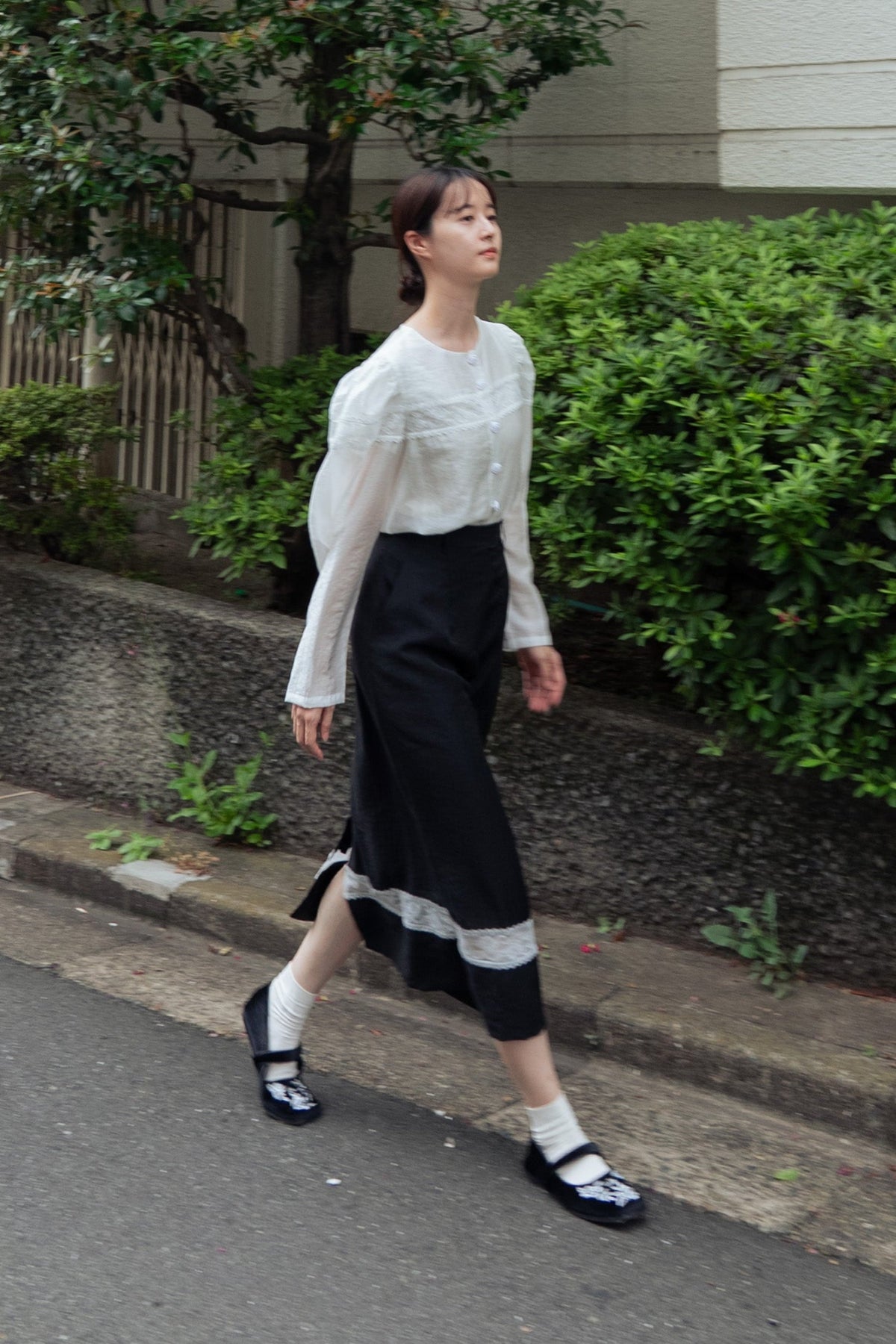 《実はこれ、宝の地図だった》ストレートシルエットハイウエストスカート-Black