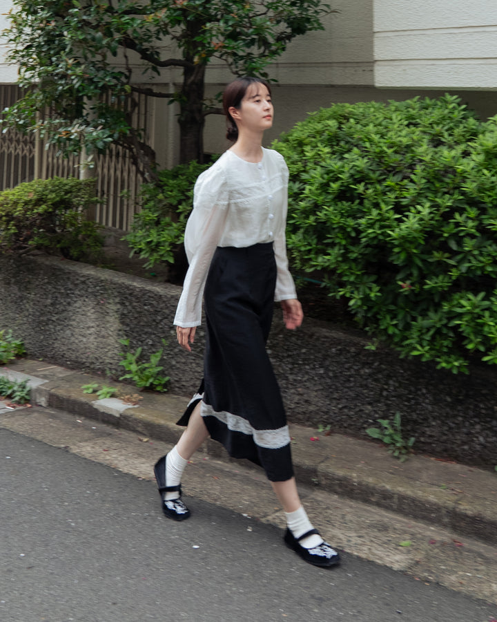 《実はこれ、宝の地図だった》ストレートシルエットハイウエストスカート-Black