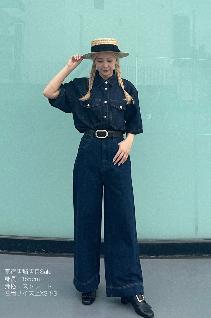 《今日は日曜日だから》オーバーサイズデニムトップス-Navy