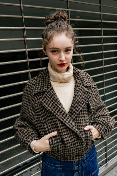 《チケットはすべて完売》2wayダブルブレストデザインジャケット-Brown