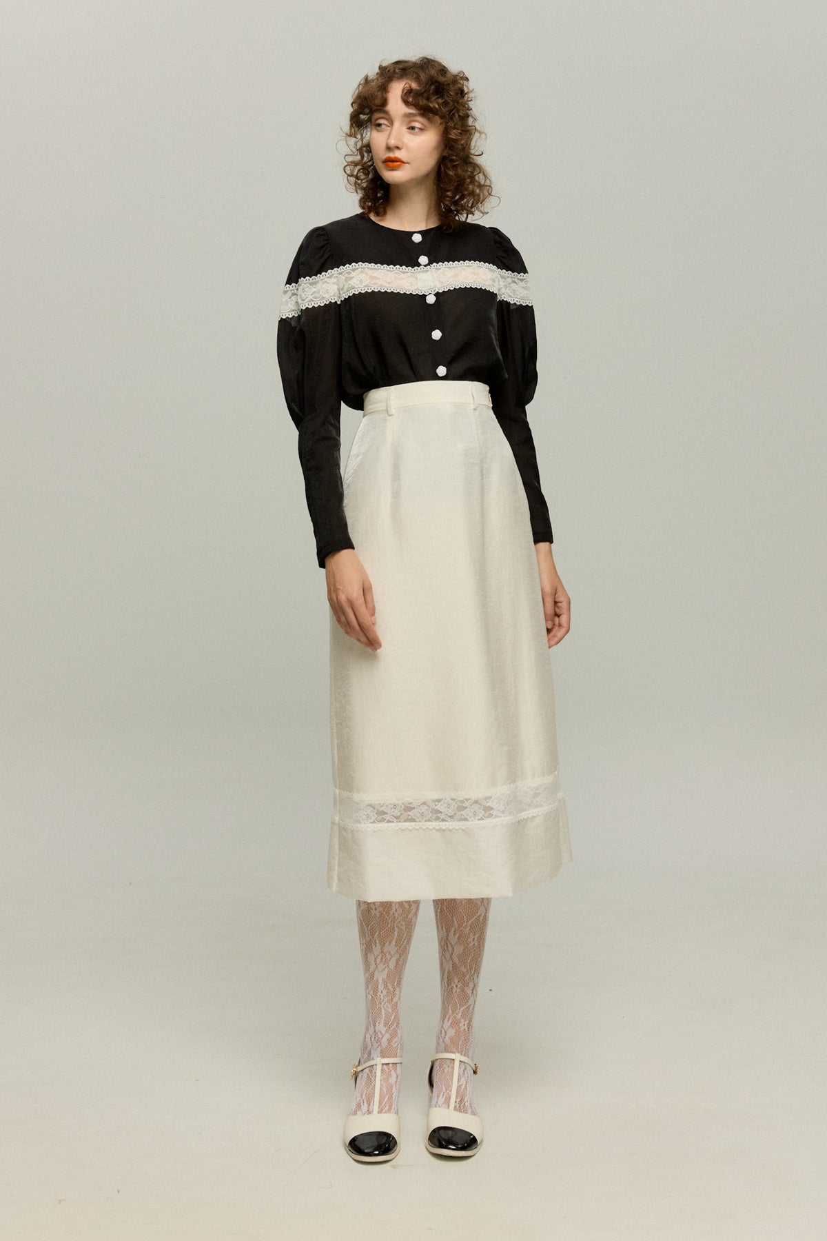 《実はこれ、宝の地図だった》ストレートシルエットハイウエストスカート-Black