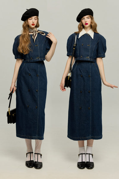 TNEWTIES《Walking with nine dogs》Long skirt-Navy