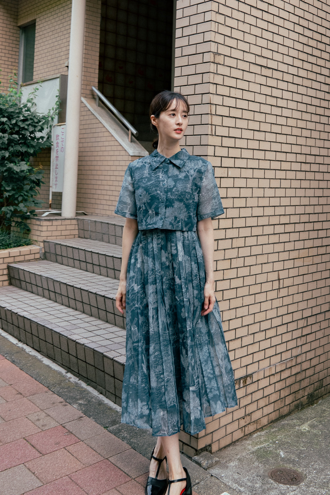 《これは非売品です。》ハイウエストプリーツスカート-Green