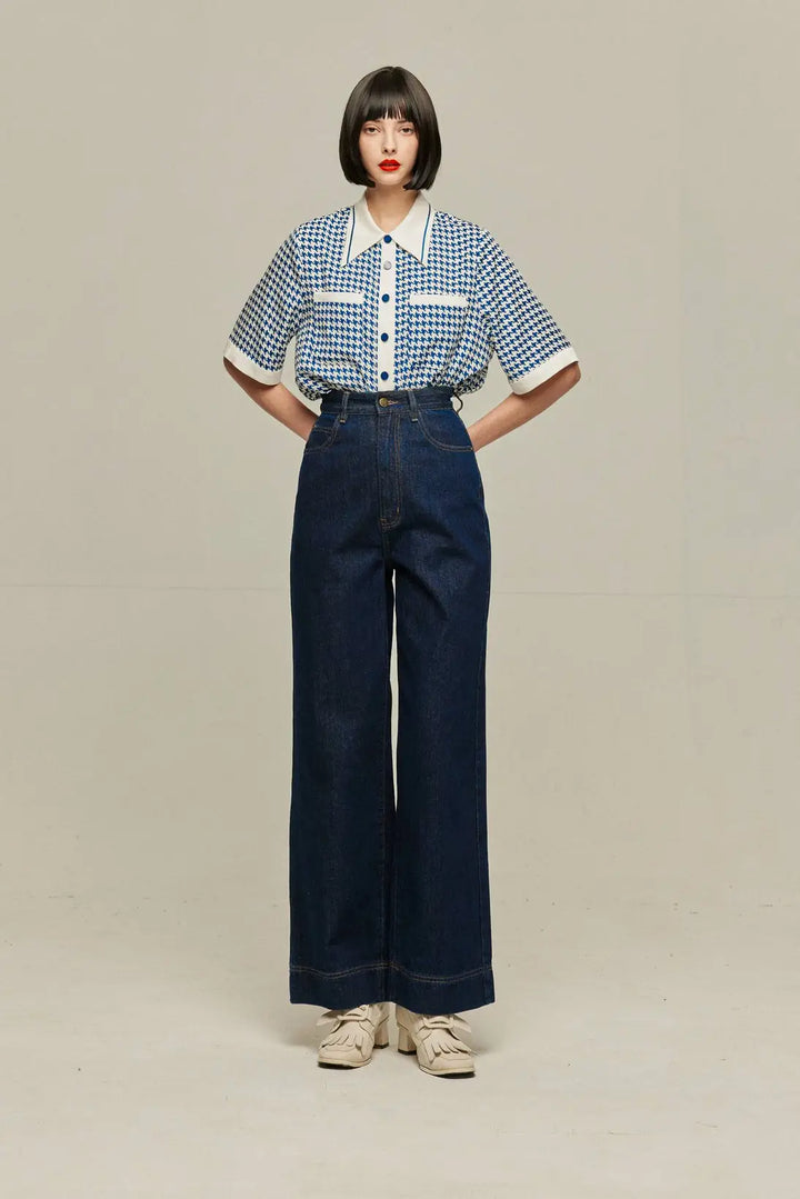 《財布の中の写真》ハイウエストストレートデニムパンツ