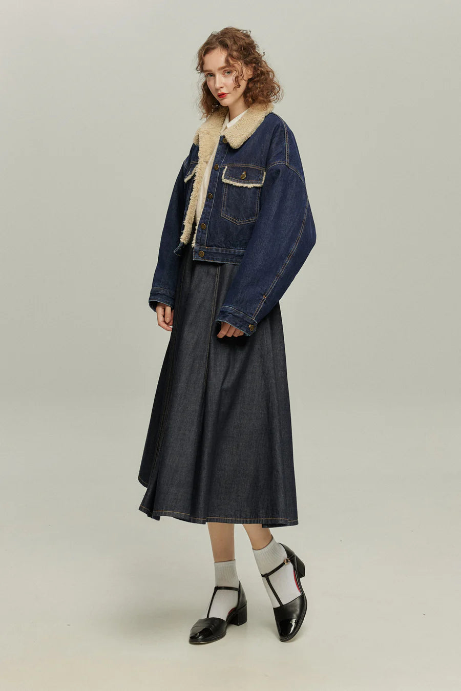 《もうひとつのダイアリー》デニムスカート-Navy