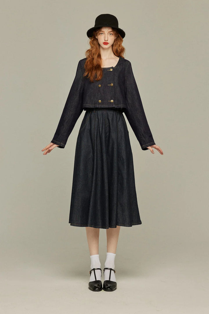 《もうひとつのダイアリー》デニムスカート-Navy