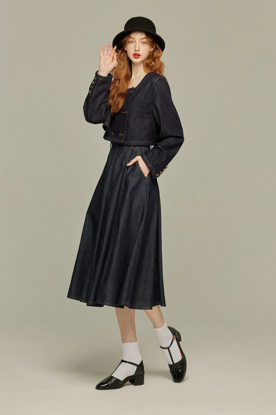 《もうひとつのダイアリー》デニムスカート-Navy