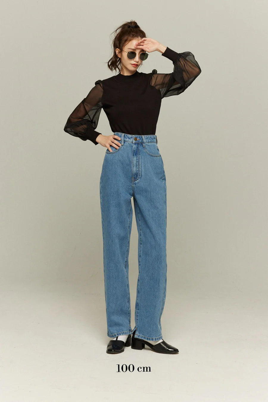 《特別な前菜》シースルースリーブニットトップ-Black