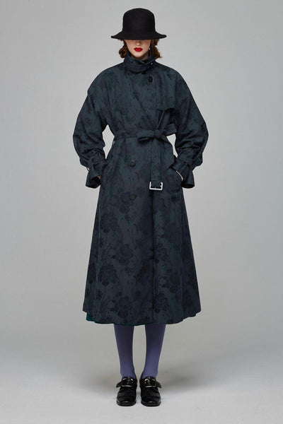 《壁画に隠された金庫》2Wayスタンドカラーコート-Navy
