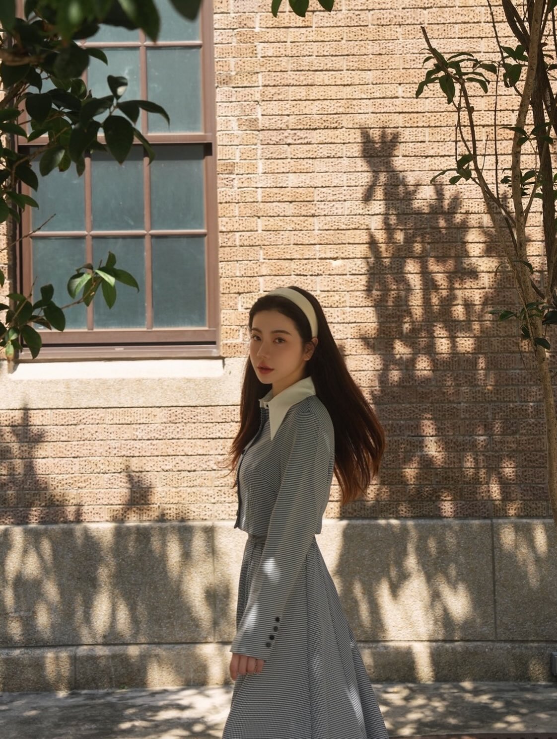 [I took a bite] High waist circular skirt - Houndstooth check 着用例 156cm
      トップスS、ボトムスS着用