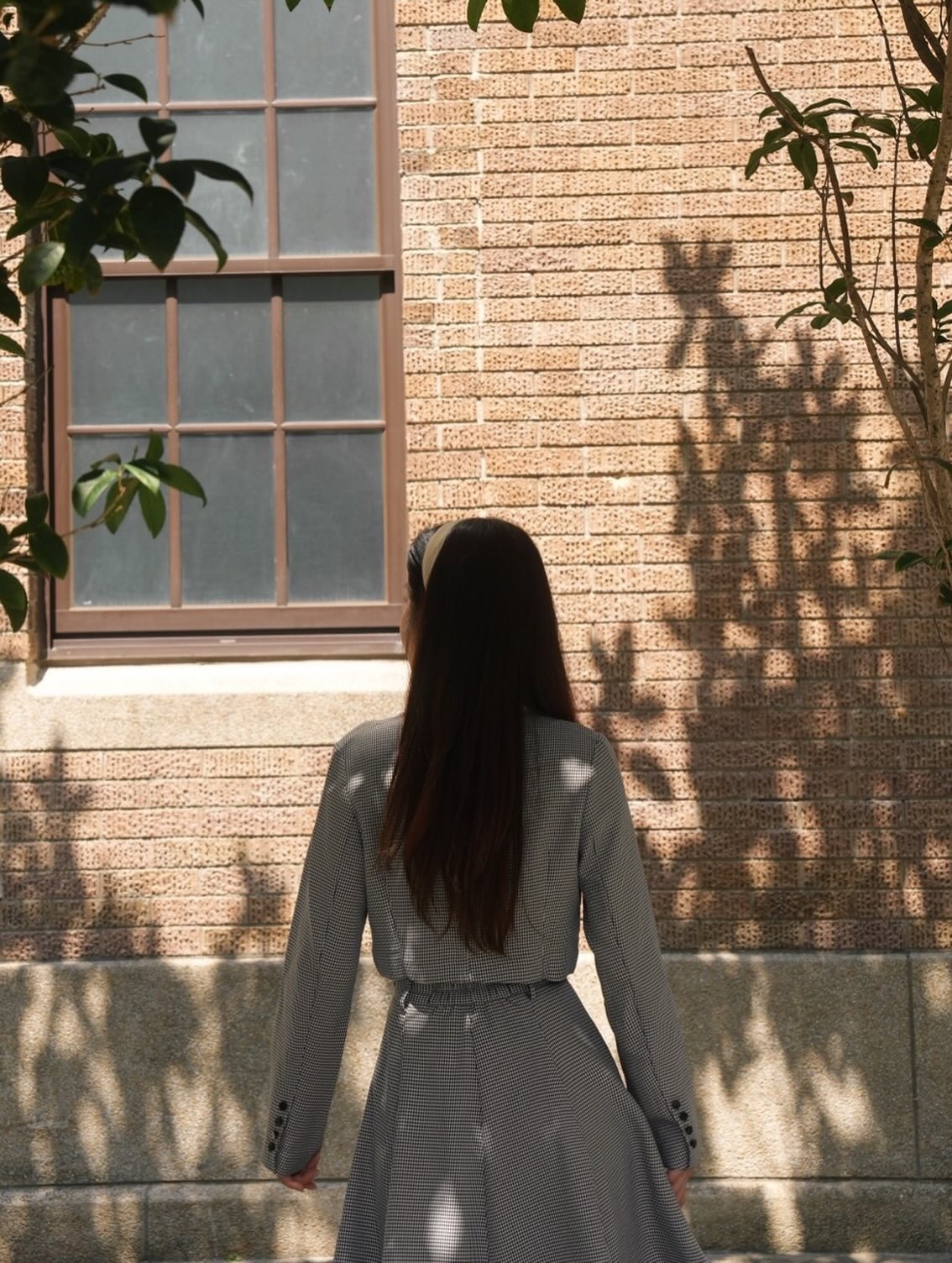 [I took a bite] High waist circular skirt - Houndstooth check 着用例 156cm
      トップスS、ボトムスS着用